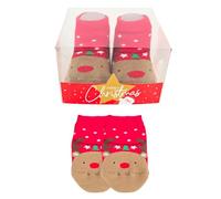 LEON D'ORO Chaussettes de Noël pour nouveau-né le premier Noël Chaussettes cadeau Chaussures 0-6 mois Made in Italy, ASS1, 0-6 mois