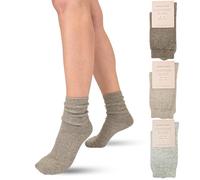 LEON D'ORO Chaussettes en cachemire pour femme en laine et cachemire thermiques d'hiver, fabriquées en Italie, idée cadeau de Noël, Lisse ASS2, 35-41