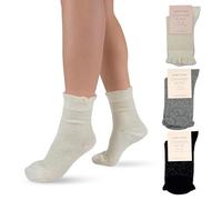 LEON D'ORO Chaussettes en cachemire pour femme en laine et cachemire thermiques d'hiver, fabriquées en Italie, idée cadeau de Noël, Taille unique