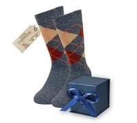 LEON D'ORO Chaussettes en cachemire pour homme, chaussettes en laine thermiques, chaussettes courtes pour homme, boîte cadeau, fabriquée en Italie de Noël, ASS2, 40-45