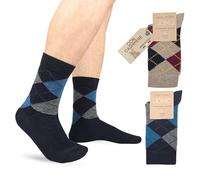 LEON D'ORO Chaussettes en cachemire pour homme en laine et cachemire thermiques d'hiver fabriquées en Italie, idée cadeau de Noël, ROMBO ASS1, 40-45