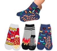 LEON D'ORO Chaussettes enfant antidérapantes en coton 3 paires chaussettes enfant abs école maison gonflables, fabriquées en Italie, ASS1 3 paires, 29-34