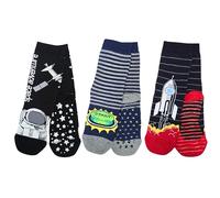 LEON D'ORO Chaussettes enfant antidérapantes en coton 3 paires chaussettes enfant abs école maison gonflables, fabriquées en Italie, ASS3 3 paires, 23-28
