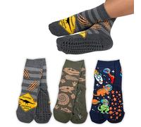 LEON D'ORO Chaussettes enfant antidérapantes en coton 3 paires chaussettes enfant abs école maison gonflables, fabriquées en Italie, ASS4 3 paires, 29-34