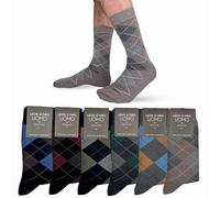 LEON D'ORO Chaussettes Homme Chaud Coton Courtes 6 Paires Chaussettes Homme Hiver Fantaisie Chaussettes Mode Made in Italy, ASS.Burlin, 40-45