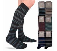 LEON D'ORO Chaussettes Homme Chaud Coton Long 3 Paires Chaussettes Homme Hiver Fantaisie Chaussettes Mode Made in Italy, ASS.RIGA, 40-45