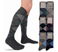 LEON D'ORO Chaussettes Homme Chaud Coton Long 3 Paires Chaussettes Homme Hiver Fantaisie Chaussettes Mode Made in Italy, ASS.ROMBI, 40-45