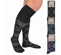 LEON D'ORO Chaussettes Homme Chaud Coton Longues 3/6 Paire Chaussettes Homme Hiver Fantaisie Chaussettes Mode Made in Italy, ASS ROMBI 3 PAIRES, Taille unique