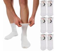 LEON D'ORO Chaussettes homme sans élastique pour diabétiques 6 paires chaussettes homme sanitaires chaudes en coton fabriquées en Italie, 6 paires blanches, 40-45