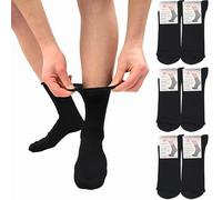 LEON D'ORO Chaussettes homme sans élastique pour diabétiques 6 paires chaussettes homme sanitaires chaudes en coton fabriquées en Italie, 6 paires ASS, 40-45