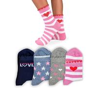 LEON D'ORO Chaussettes pour fille en coton 4/6 paires chaussettes pour fille en coton chaud chaussettes d'hiver fabriquées en Italie, ASS2 4 paires, 23-28