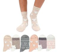 LEON D'ORO Chaussettes pour fille en coton chaud, 6 paires de chaussettes fille fantômes, taille 35-40, ASS1 6 paires, Made in Italy