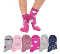 LEON D'ORO Chaussettes pour fille en coton chaud 6 paires de chaussettes pour fille, fantômes, chaussettes d'hiver fabriquées en Italie, ASS2 6 paires, 23-28