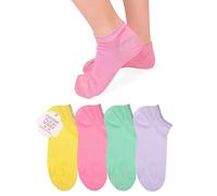 LEON D'ORO Chaussettes pour fille en coton léger pour fille, fil d'Écosse, baskets fantômes pour filles, fabriquées en Italie, ASS2-COURT 4 PAIRE, 29-34