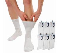 LEON D'ORO Chaussettes sanitaires pour homme en coton léger pour Diabétiques Chaussettes sans élastique Made in Italy, Blanc, 45-46