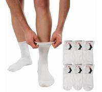 LEON D'ORO Chaussettes sans élastique pour homme en coton d'été léger, chaussettes Diabétiques fabriquées en Italie, 6 paires blanches, 40-45