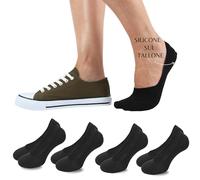 LEON D'ORO Protège-pied Homme Coton 4 paires Chaussettes Invisibles Fantômes Homme, Noir 4 paires, 43-46