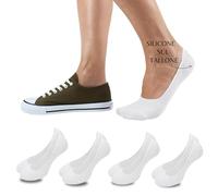 LEON D'ORO Protège-pied homme femme coton 4 paires chaussettes de sauvepied unisexe chaussettes invisibles, Blanc 4 paires, 43-46