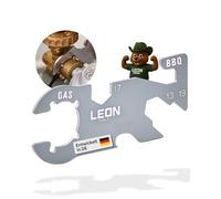 LEÓN Goods: Clé pour bouteille de gaz avec support de grille de cuisson - Outil multifonction en acier inoxydable avec aimant - Clé pour bouteille de gaz avec clés de 13,17 et 19 + décapsuleur
