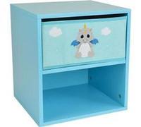 LEON LE DRAGON Chevet avec un tiroir ± 36 x 33 x 30 cm pour enfant Bleu et gris G