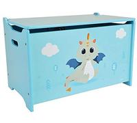 Coffre à jouets en bois LEON LE DRAGON - FUN HOUSE - ± 40 x 58 x 36 cm - Bleu