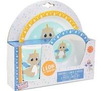 LEON LE DRAGON Ensemble repas : 1 verre 220 ml, 1 assiette et 1 bol micro-ondables pour enfant Multicolors G