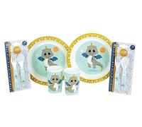 LEON LE DRAGON LOT VAISSELLE POUR ENFANT AVEC 2 VERRE 220 ML, 2 SET DE COUVERTS H.13.5 CM ET 2 ASSIETTES Ø 22 CM