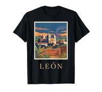 León Nicaragua Art de Voyage Vintage rétro Ville Coloniale T-Shirt