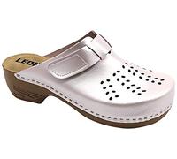 Leon PU161 Sabots Mules Chaussons Chaussures en Cuir Femme Dames, Perle, EU 37
