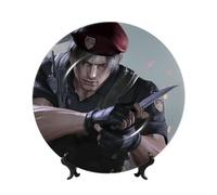 Leon s Kennedy Assiette décorative en porcelaine anglaise avec support et crochet - Assiettes à dîner en céramique pour la maison et le bureau - Collection de décoration murale - 20,3 cm