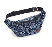 Leon - Sac banane - 100 % coton - Sac banane Belly Belt Moon Bag Bumbag Boho Hippie Tribal - Pour homme et femme - Bleu foncé - Beige Spyro, Tissu bleu foncé, Taille unique, Sacs bananes
