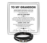 LEONADORA Bracelet pour petit-fils de la part de grand-mère, grand-père, cadeau pour petit-fils de la part de grand-père, grand-mère pour remise de diplôme, anniversaire, Noël, Standard, Acier