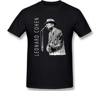 Leonard Cohen Design Men T Shirts Short Sleeves Round Neck Tee Summer Tops Black Manches Courtes(XX-Large)