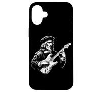 Léonard de Vinci Jouant de la Guitare imprimé Blanc drôle Coque pour iPhone 16 Plus