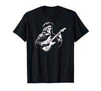 Léonard de Vinci Jouant de la Guitare imprimé Blanc drôle T-Shirt
