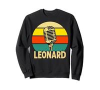 Leonard Microphone rétro avec nom Amusant des années 80 Vintage Lovers Sweatshirt