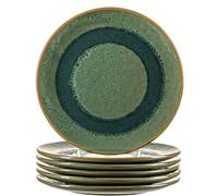 Leonardo 018539 Matera Lot de 6 assiettes en céramique lavables au lave-vaisselle 6 assiettes rondes en grès Vert Ø 22,5 cm