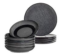 Leonardo 026049 Matera Service de table en faïence 12 pièces Passe au lave-vaisselle Assiette creuse Gris Ø 20,7 cm 27 cm