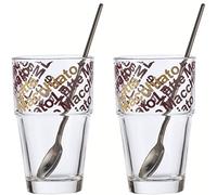 Leonardo 042553 Set de 2 Tasses et 2 cuillères à Latte Macchiato Café Latte Solo