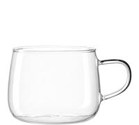 LEONARDO 077385 Lot de 4 tasses à thé en verre borosilicate à paroi épaisse - Fabriquées à la main - Contenance 450 ml - Passe au lave-vaisselle et au micro-ondes - 4 verres à thé transparents
