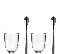 Leonardo 2 Latte Macchiato Tassen Napoli + 2 Löffel, Materialmix, klar, 380 ml, 024217