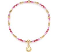 Leonardo Jewels Ciao Solea 023915 Bracelet élastique en perles de verre cylindriques en acier inoxydable rose/rose et doré Longueur 19 cm, Eine Grösse, Acier inoxydable, Pas de gemme