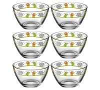 Leonardo Bambini 017887 Lot de 6 bols en verre, pour enfant, avec motifs d’animaux, passent au lave-vaisselle, multicolore, 400 ml