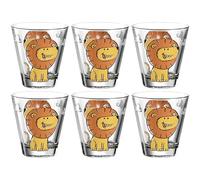 Leonardo Bambini 017899 Lot de 6 gobelets en verre, pour enfant, motif animal, passe au lave-vaisselle, 215 ml