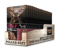 LEONARDO Sachets fraîcheurs [16x70g Beef with Extra Pulled Beef] Pulled Beef | Nourriture Humide sans céréales pour Chats | Aliment Complet pour Chats
