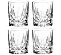 Leonardo Capri 022774 Lot de 4 verres à jus, lavables au lave-vaisselle, avec relief, à facettes, à eau, transparents, hauteur 9,5 cm, 330 ml