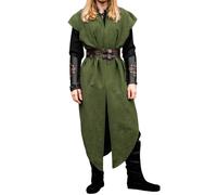 Leonardo Carbone® Arun Tunique pour homme | Sans manches pour la liberté de mouvement | Ourlet asymétrique | Carnaval, Halloween, cosplay, LARP, Moyen-Âge, Viking | 100 % coton, vert, L