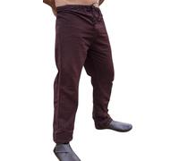 Leonardo Carbone® Asmund Pantalon en lin pour homme - Pantalon d'été léger pour homme - Tenue de festival - Viking - Vêtement médiéval - LARP - Cosplay - Pantalon de loisirs long - 100 % lin, marron