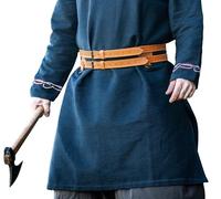 Leonardo Carbone® Axel Ceinture double unisexe en cuir pour homme, vêtement viking pour homme, femme, vêtements LARP, carnaval, cosplay, costume de Hobbit - 100 % cuir véritable, cognac, 100.0 cm