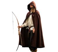 Leonardo Carbone® Cape médiévale classique Elinor - Vêtement médiéval pour homme et femme - Cape pour homme - Costume de Hobbit - Vêtements LARP - Viking - Cosplay - Halloween - Marron